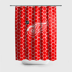 Шторка для душа Детройт Ред Уингз - красные соты, цвет: 3D-принт