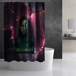 Шторка для душа Билли Айлиш в стиле киберпанк, цвет: 3D-принт — фото 2