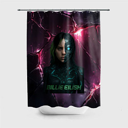 Шторка для душа Билли Айлиш в стиле киберпанк, цвет: 3D-принт