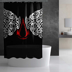 Шторка для душа Силуэт ворона - Aссасинс Крид, цвет: 3D-принт — фото 2