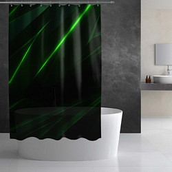 Шторка для душа Зеленая текстура с неоновыми линиями, цвет: 3D-принт — фото 2