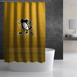 Шторка для душа Питтсбург Пингвинз - черный и желтый, цвет: 3D-принт — фото 2