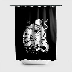 Шторка для душа Скелет с кружкой, цвет: 3D-принт