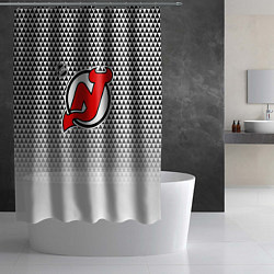 Шторка для душа Нью Джерси Девилз - геометрический градиент, цвет: 3D-принт — фото 2