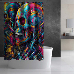 Шторка для душа Cyber skull - pattern, цвет: 3D-принт — фото 2