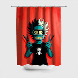 Шторка для душа Бендер в образе рокера и парикмахера, цвет: 3D-принт