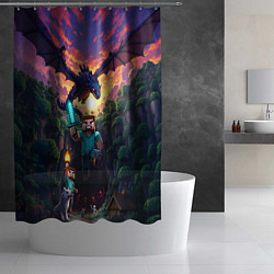 Шторка для душа Дракон края и Стив - Майнкрафт арт, цвет: 3D-принт — фото 2