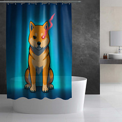 Шторка для душа Сиба-ину с неоновым взглядом, цвет: 3D-принт — фото 2