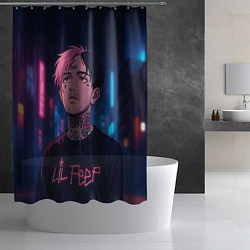 Шторка для душа LiL Peep - Неоновый аниме арт, цвет: 3D-принт — фото 2