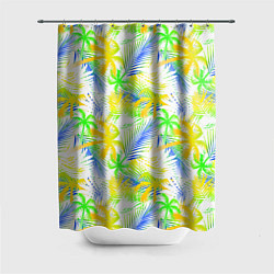 Шторка для душа Palm yellow, цвет: 3D-принт