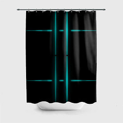 Шторка для душа Neon black light blue line, цвет: 3D-принт