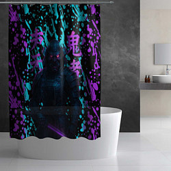 Шторка для душа Неоновый киберсамурай, цвет: 3D-принт — фото 2