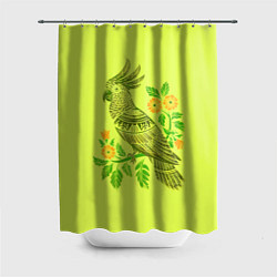 Шторка для душа Попугай с маргаритками, цвет: 3D-принт