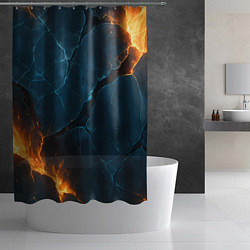 Шторка для душа Разлом плит с огнем, цвет: 3D-принт — фото 2