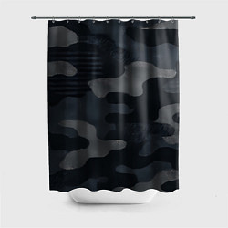 Шторка для душа Текстура - камуфляжная синяя ткань, цвет: 3D-принт