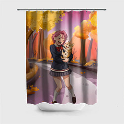 Шторка для душа Сиратори Айра Дандадан с щенком, цвет: 3D-принт