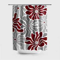 Шторка для душа Цветы cherry and grey pattern, цвет: 3D-принт