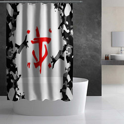 Шторка для душа Doom лого камуфляж текстура, цвет: 3D-принт — фото 2