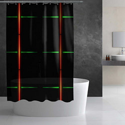 Шторка для душа Color black green orange stripes, цвет: 3D-принт — фото 2