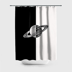 Шторка для душа Сатурн черно-белый, цвет: 3D-принт