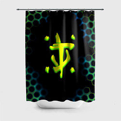 Шторка для душа Doom соты кислотное лого, цвет: 3D-принт