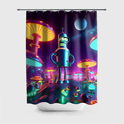 Шторка для душа Ночёвка Бендера на планете светящихся гигантских г, цвет: 3D-принт