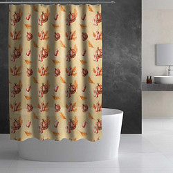 Шторка для душа Хеллоуин с тыквой и листьями, цвет: 3D-принт — фото 2