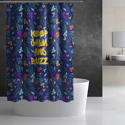 Шторка для душа Keep calm and buzz - пчелы и цветы, цвет: 3D-принт — фото 2