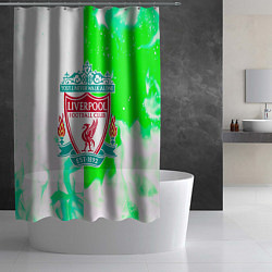 Шторка для душа Ливерпуль зеленый огонь текстура, цвет: 3D-принт — фото 2