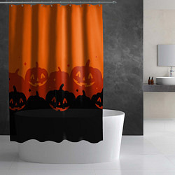 Шторка для душа Хэллоуин счастливые тыквы, цвет: 3D-принт — фото 2