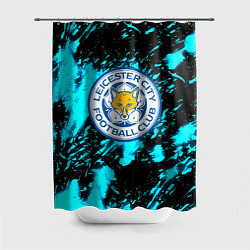 Шторка для душа Лестер сити голубые краски, цвет: 3D-принт