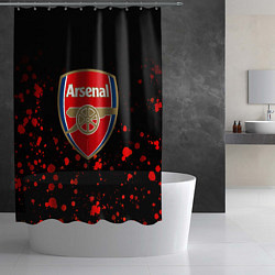 Шторка для душа Арсенал красные краски всплеск, цвет: 3D-принт — фото 2