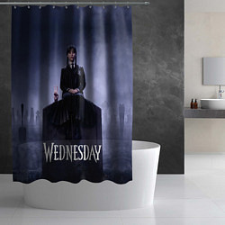 Шторка для душа Уэнсдей и вещь на могиле Wednesday, цвет: 3D-принт — фото 2