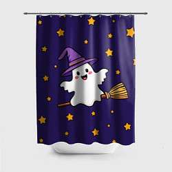 Шторка для душа Хэллоуин, привидение на метле, цвет: 3D-принт