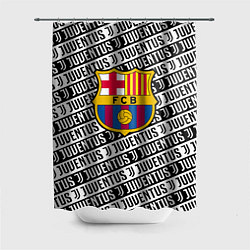 Шторка для душа Барселона х Ювентус паттерн, цвет: 3D-принт