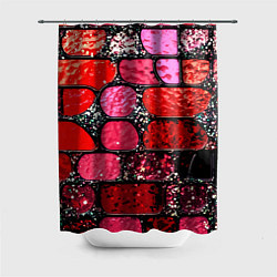 Шторка для душа Рубиновый красный витражные плитки, цвет: 3D-принт