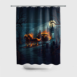 Шторка для душа Призраки в горящей конной повозке, цвет: 3D-принт