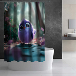 Шторка для душа Круглый удивленный птенец, цвет: 3D-принт — фото 2