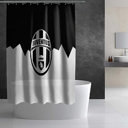 Шторка для душа Ювентус черно белая геометрия, цвет: 3D-принт — фото 2
