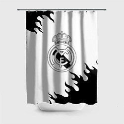 Шторка для душа Реал Мадрид черный огонь, цвет: 3D-принт