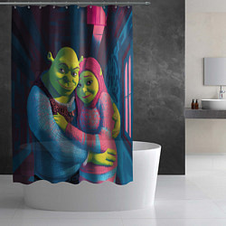 Шторка для душа Шрек и Фиона в обнимку, цвет: 3D-принт — фото 2