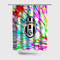 Шторка для душа Ювентус жидкие краски текстура, цвет: 3D-принт