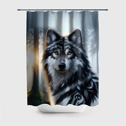Шторка для душа Морда волка - Россия, цвет: 3D-принт