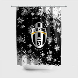 Шторка для душа Ювентус белые снежинки краски, цвет: 3D-принт