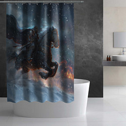 Шторка для душа Всадник на лошади в снежную бурю, цвет: 3D-принт — фото 2