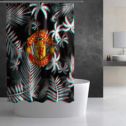 Шторка для душа Манчестер Юнайтед тропики глитч, цвет: 3D-принт — фото 2