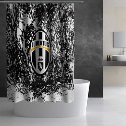 Шторка для душа Ювентус белые краски всплеск текстура, цвет: 3D-принт — фото 2