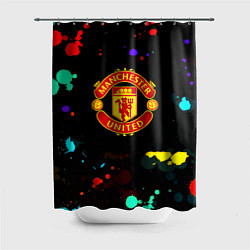 Шторка для душа Манчестер Юнайтед краски неон, цвет: 3D-принт