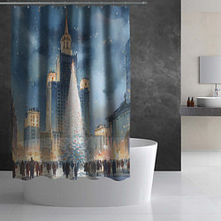Шторка для душа Новый год в Москве, цвет: 3D-принт — фото 2