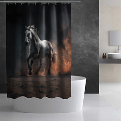 Шторка для душа Белая лошадь, цвет: 3D-принт — фото 2